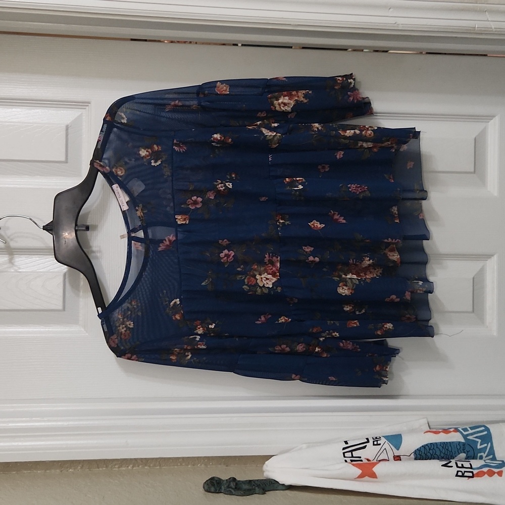 Pink Peony ruffled sheer top